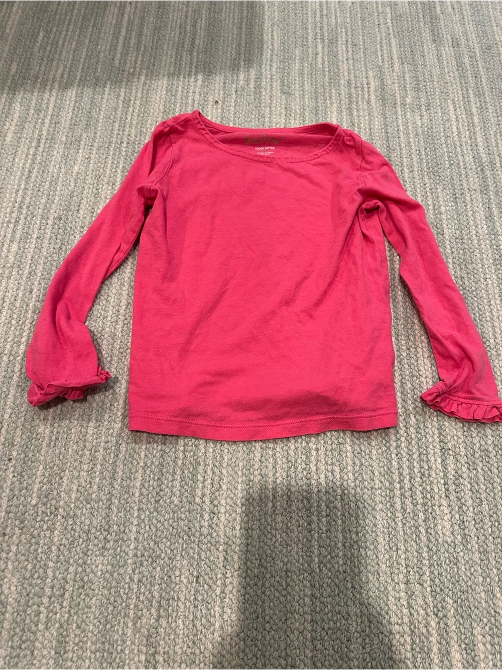 Lilly Pulitzer Bright Pink Long Sleeve Ruffle Cuff Tee